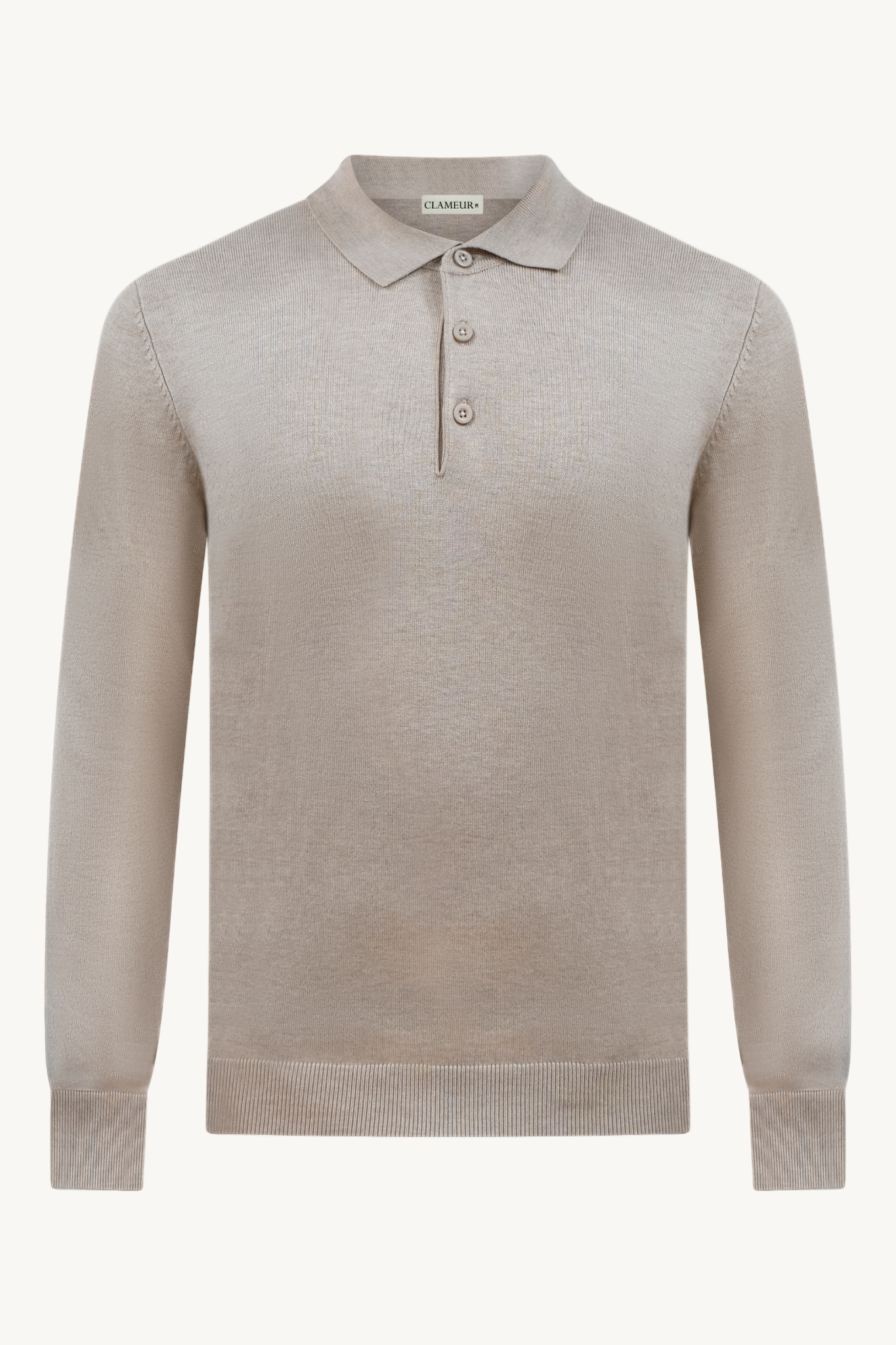 SANDSTONE BEIGE LANGARM-POLOSHIRT
