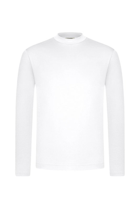 KLASSISCHES WEISSES LANGARM-T-SHIRT