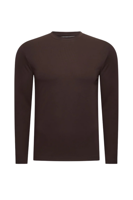BRAUNES LANGARM-T-SHIRT