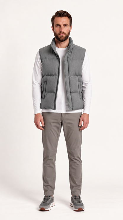 NOVA PUFFER VEST | STONE GREY