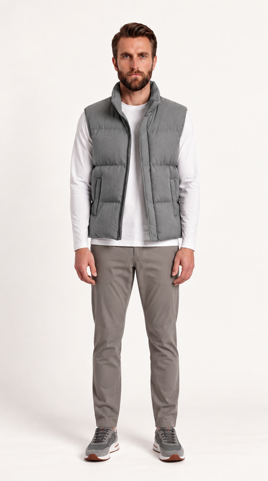NOVA PUFFER VEST | STONE GREY