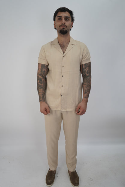 LEINEN-SET BEIGE