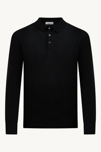 LANGARM-BAUMWOLLPOLO ONYX SCHWARZ