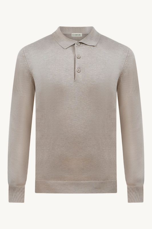 SANDSTONE BEIGE LANGARM-POLOSHIRT