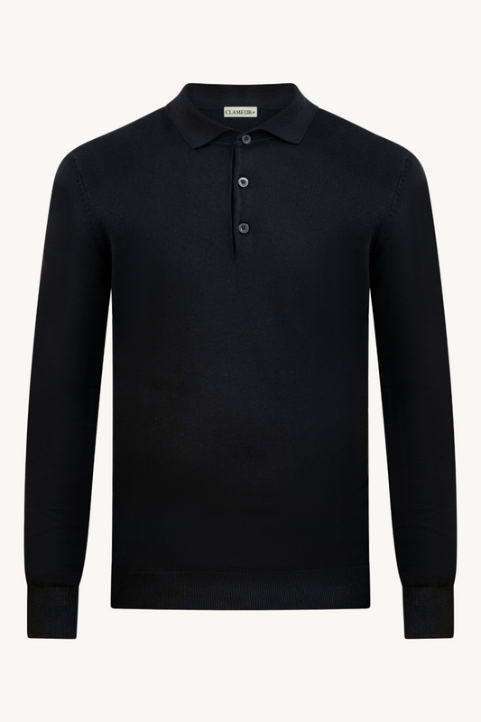ONYX SCHWARZES LANGARM-POLOSHIRT