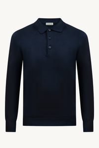MIDNIGHT BLUE LANGARM-POLOSHIRT