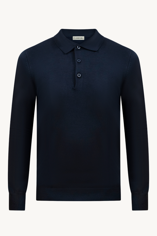 MIDNIGHT BLUE LANGARM-POLOSHIRT