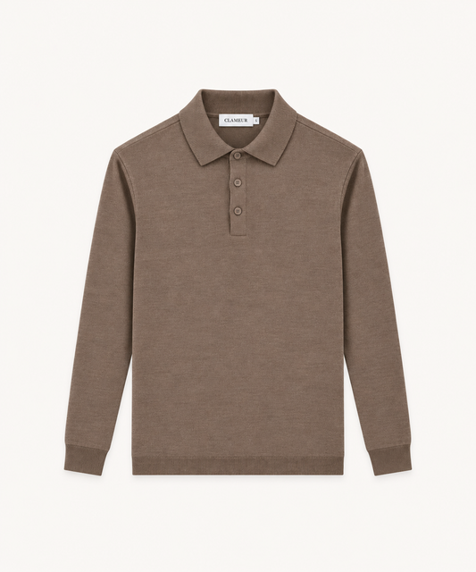 MERINO WOOLBLEND POLO | TAUPE