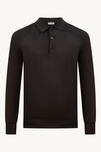 MOCHA BROWN LANGARM-POLOSHIRT