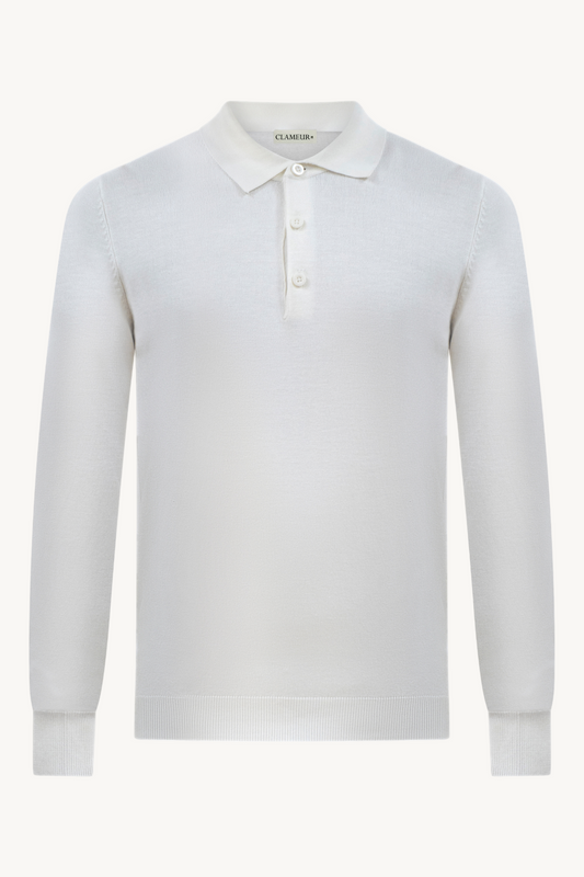 KLASSISCHES WEISSES LANGARM-POLOSHIRT