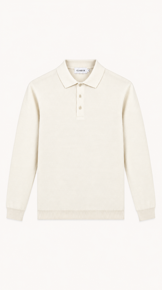 MERINO WOOLBLEND POLO | CREME
