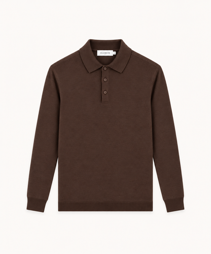 MERINO WOOLBLEND POLO | BROWN