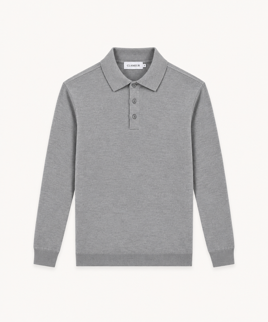 MERINO WOOLBLEND POLO | GREY