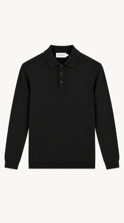 MERINO WOOLBLEND POLO | ONXY BLACK