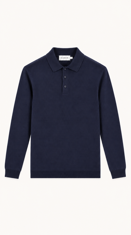 MERINO WOOLBLEND POLO | NAVY