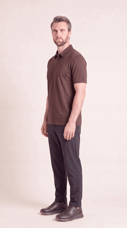 INTERLOCK SUPIMA POLO | DARK BROWN