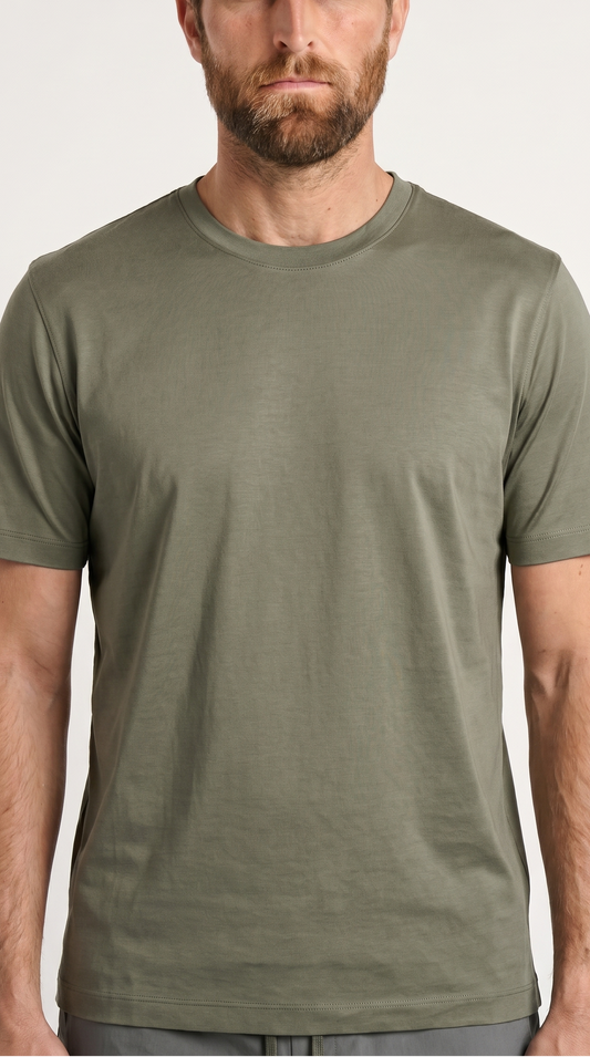 INTERLOCK SUPIMA T-SHIRT | DUNKLES GRAUGRÜN