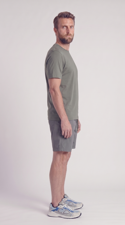 INTERLOCK SUPIMA SHORTS | DUNKLES GRAUGRÜN