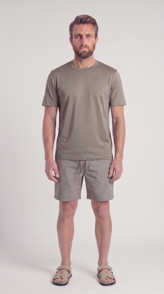 INTERLOCK SUPIMA SET | DUNKELBEIGE