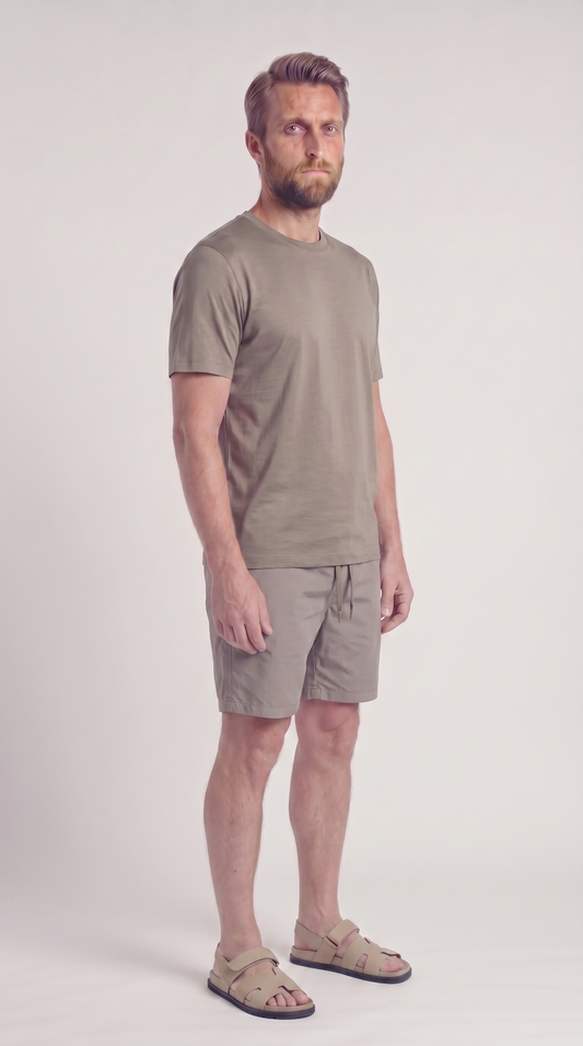 INTERLOCK SUPIMA SET | DUNKELBEIGE