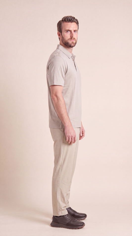 INTERLOCK SUPIMA POLO | HELLBEIGE
