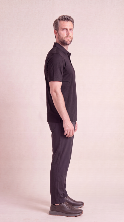 INTERLOCK SUPIMA POLO | ONYX SCHWARZ