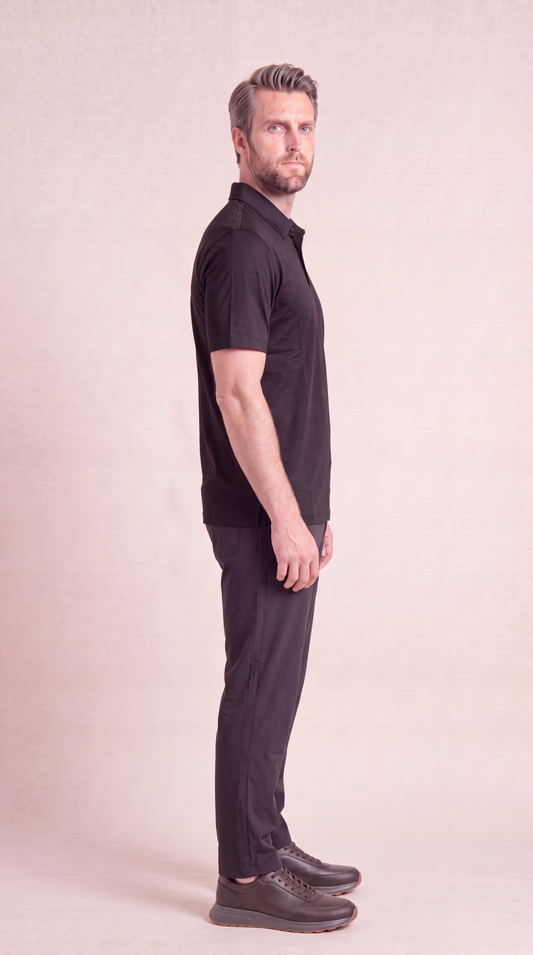 INTERLOCK SUPIMA POLO | ONYX SCHWARZ