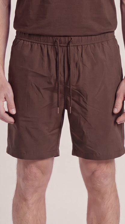 INTERLOCK SUPIMA SHORTS | DUNKELBRAUN