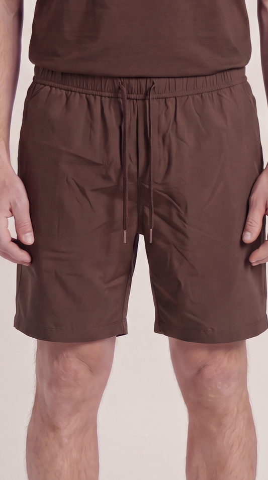 INTERLOCK SUPIMA SHORTS | DUNKELBRAUN