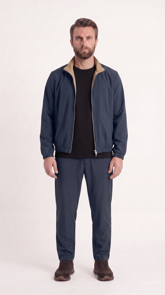 REVERSIBLE JACKET NAVY BLUE/BEIGE