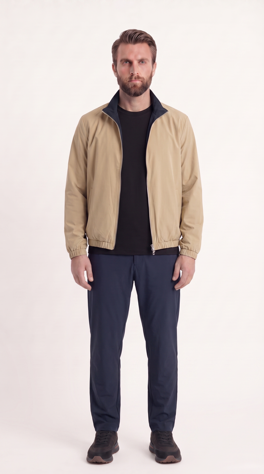 REVERSIBLE JACKET NAVY BLUE/BEIGE