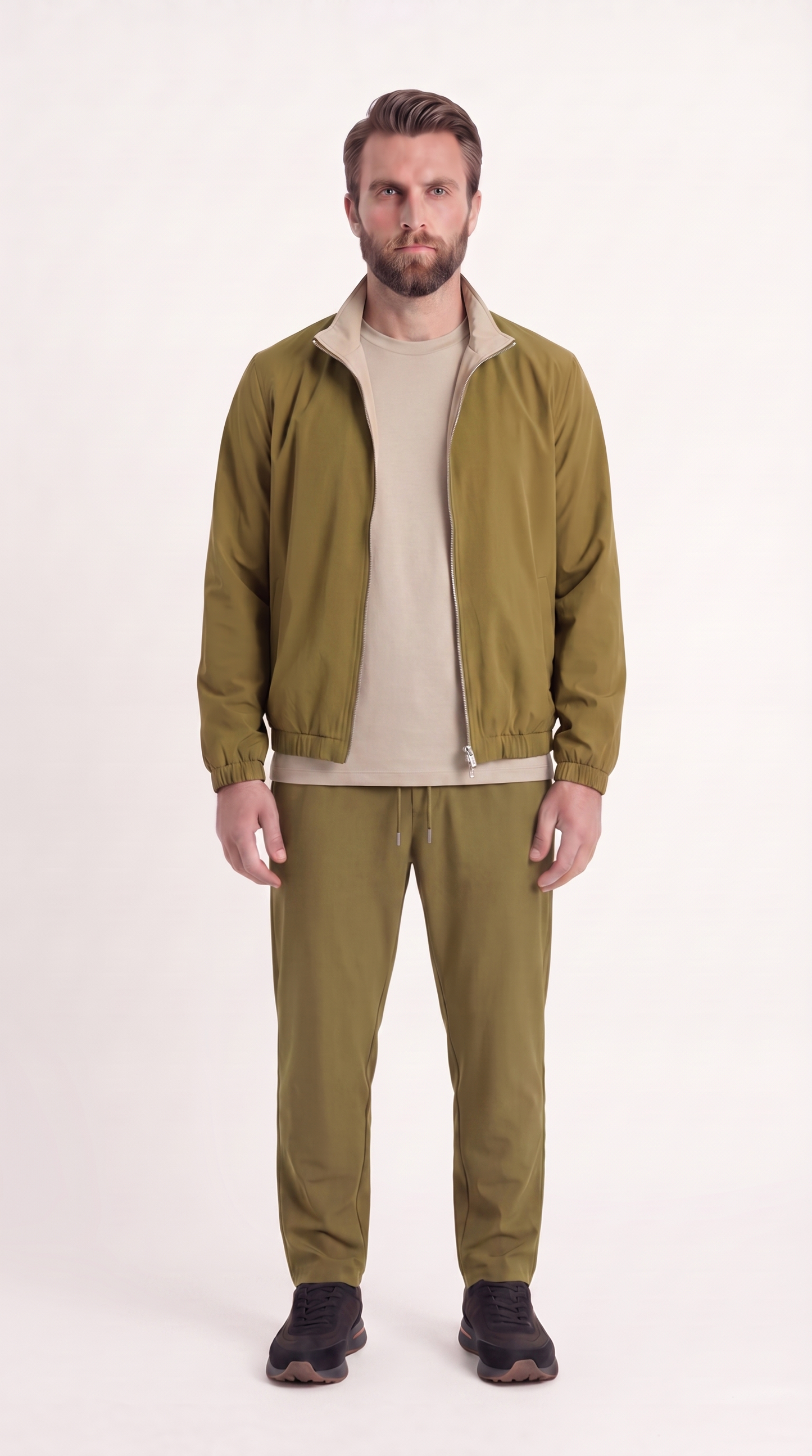 REVERSIBLE JACKET ONXY GREEN/BEIGE