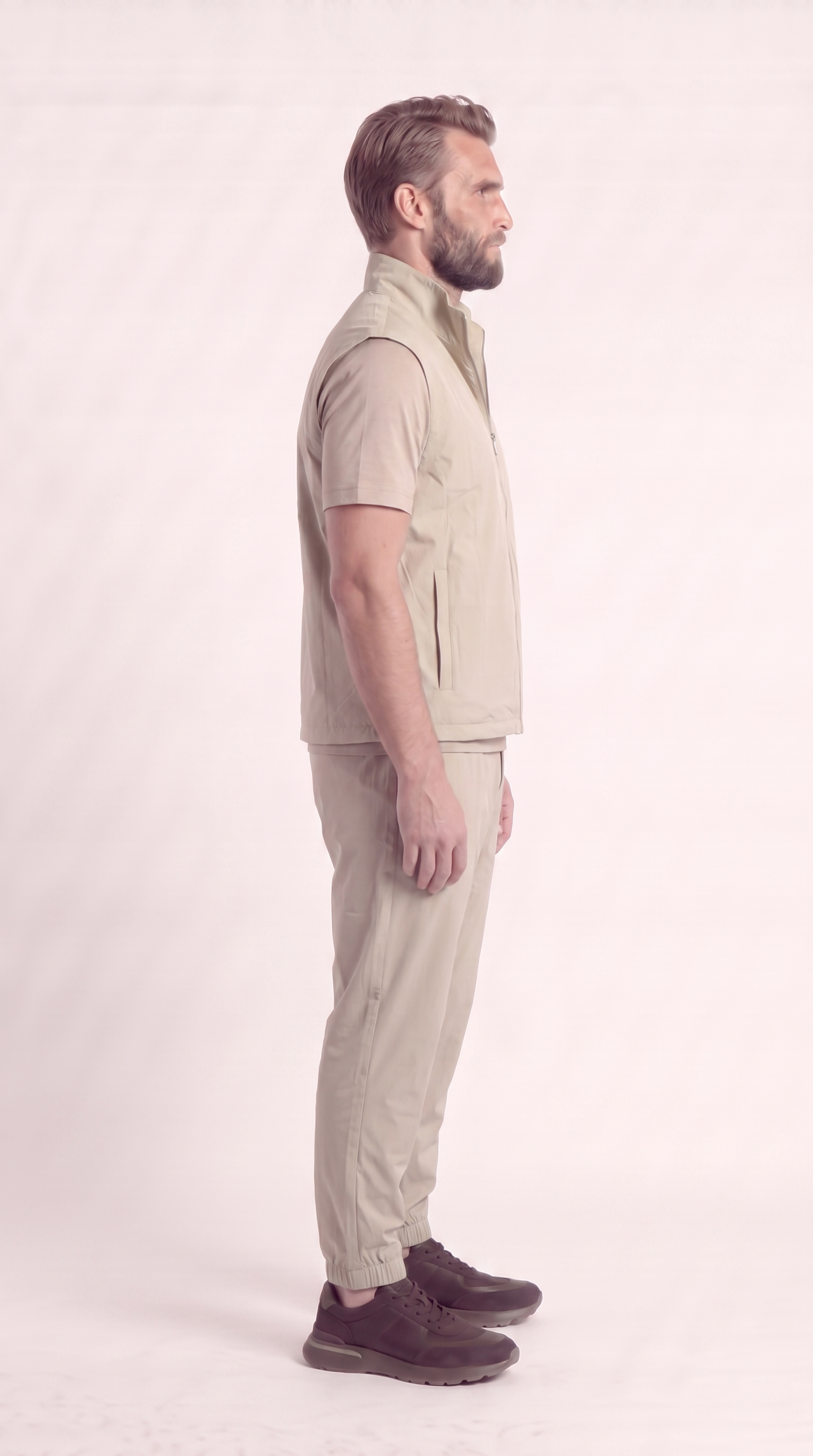 REVERSIBLE GILET GREY/BEIGE