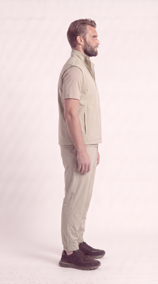 REVERSIBLE GILET GREY/BEIGE