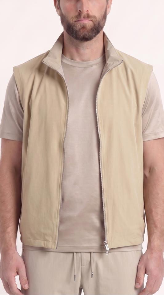 REVERSIBLE GILET GREY/BEIGE