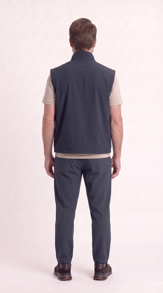 REVERSIBLE GILET NAVY BLUE/BEIGE