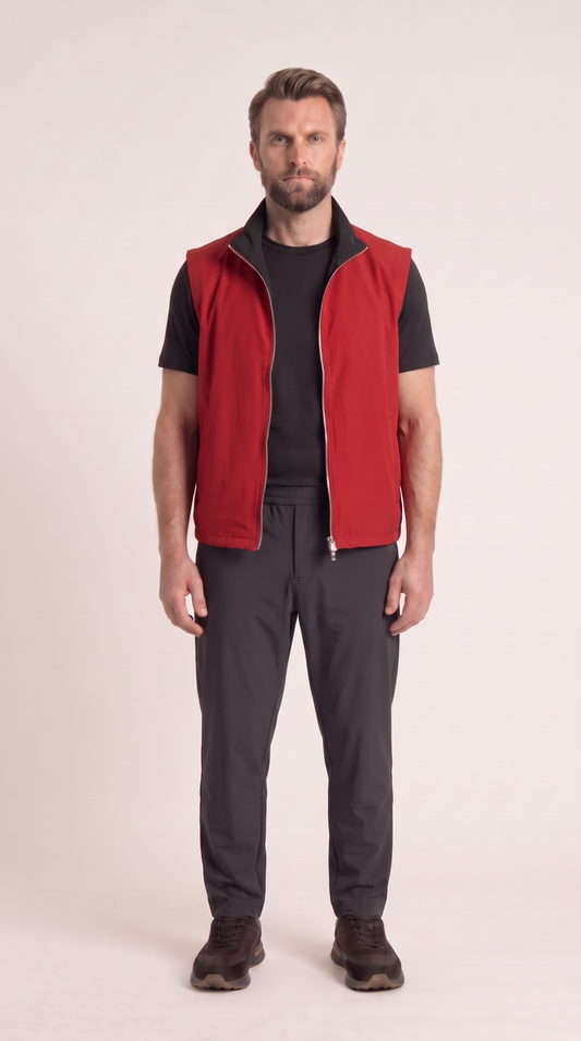 REVERSIBLE GILET ONXY BLACK/BURGUNDY RED