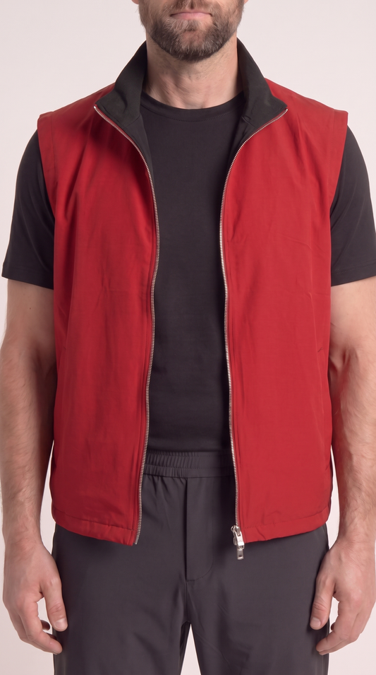 REVERSIBLE GILET ONXY BLACK/BURGUNDY RED