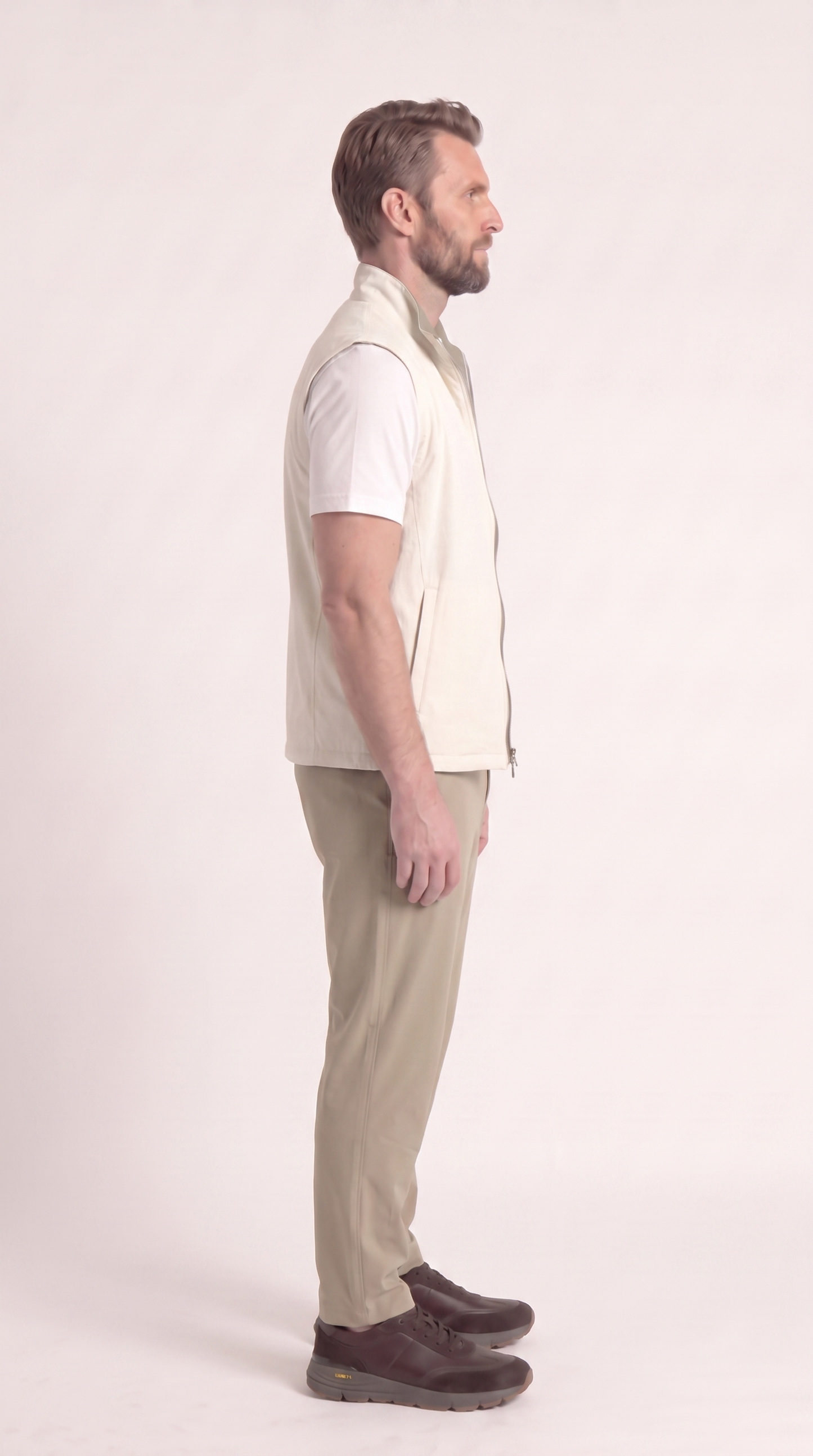 REVERSIBLE GILET ONXY GREY APRICOT/CREME WHITE