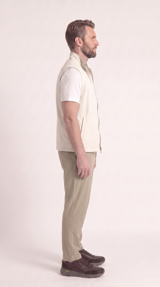 REVERSIBLE GILET ONXY GREY APRICOT/CREME WHITE