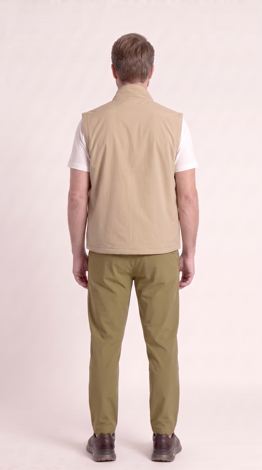 REVERSIBLE GILET GREEN/BEIGE