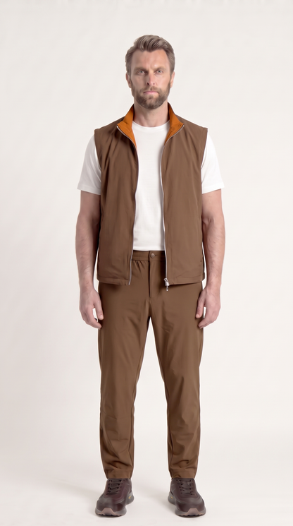 REVERSIBLE GILET BROWN/AUBURN