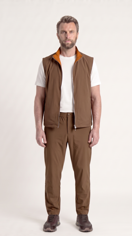REVERSIBLE GILET BROWN/AUBURN