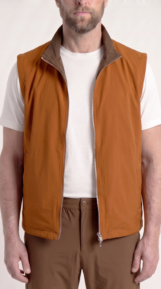 REVERSIBLE GILET BROWN/AUBURN