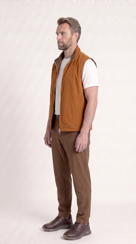 REVERSIBLE GILET BROWN/AUBURN