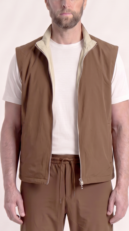 REVERSIBLE GILET BROWN/BEIGE