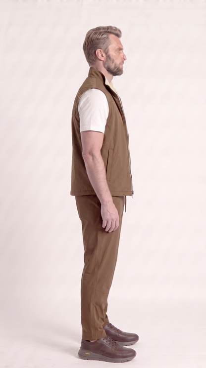 REVERSIBLE GILET BROWN/BEIGE