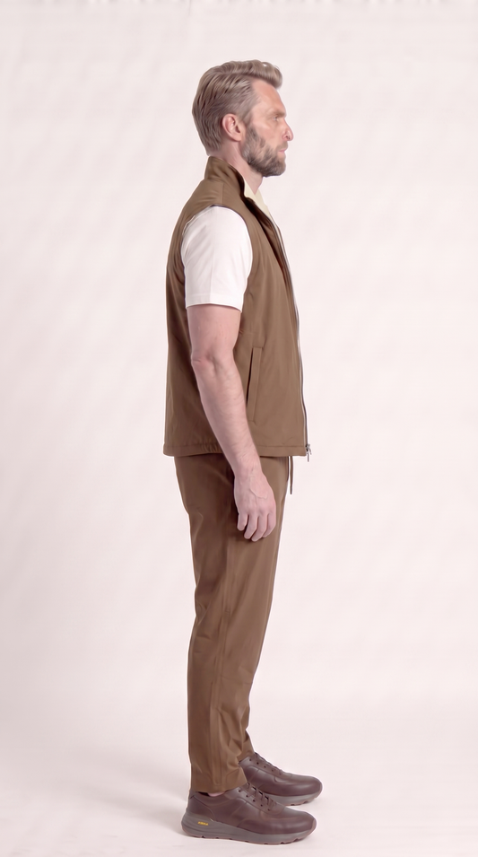 REVERSIBLE GILET BROWN/BEIGE