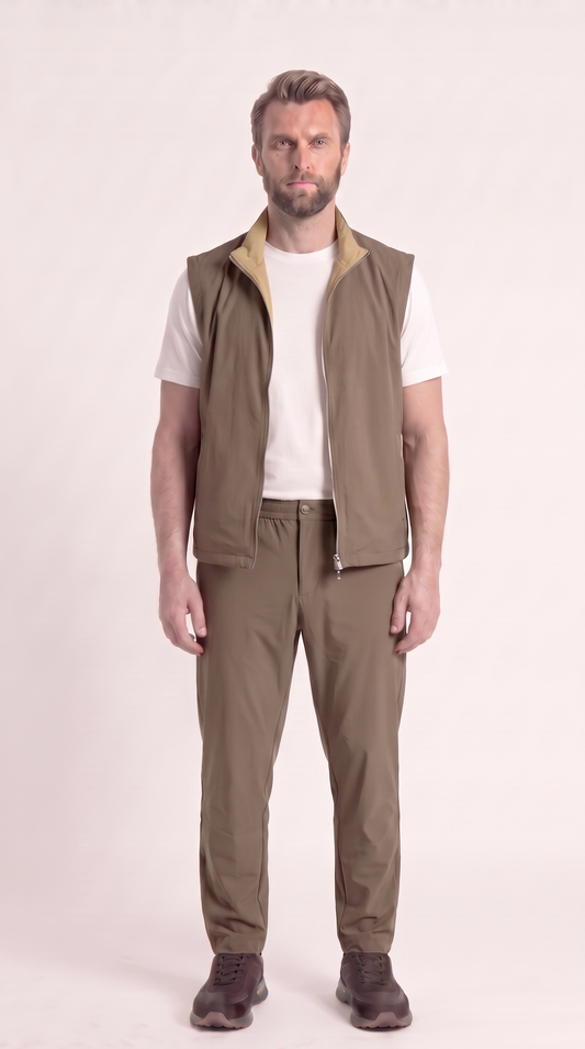 REVERSIBLE GILET GREY/BEIGE