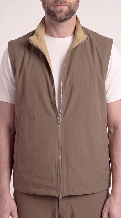 REVERSIBLE GILET GREY/BEIGE
